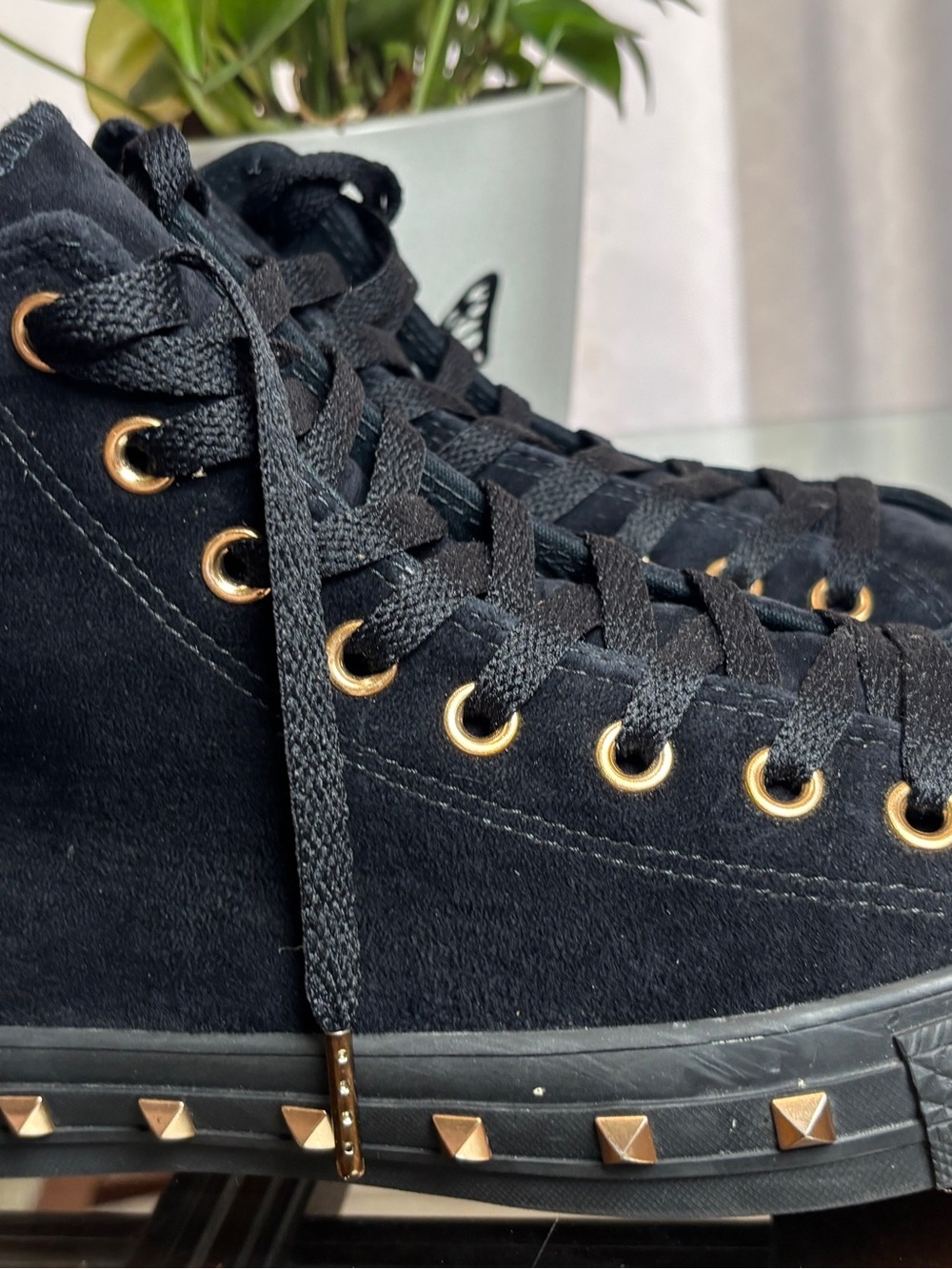 Converse Chuck Taylor All Star Black Leather High Top Lace-Up Sneakers 161273C - Picture 2 of 13